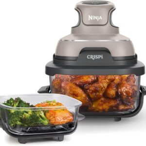 Ninja Crispi 4-in-1 Portable Glass Air Fryer (FN101ST) – Compact 1500W Cooking System with Non-Toxic Containers & 450°F Max Heat